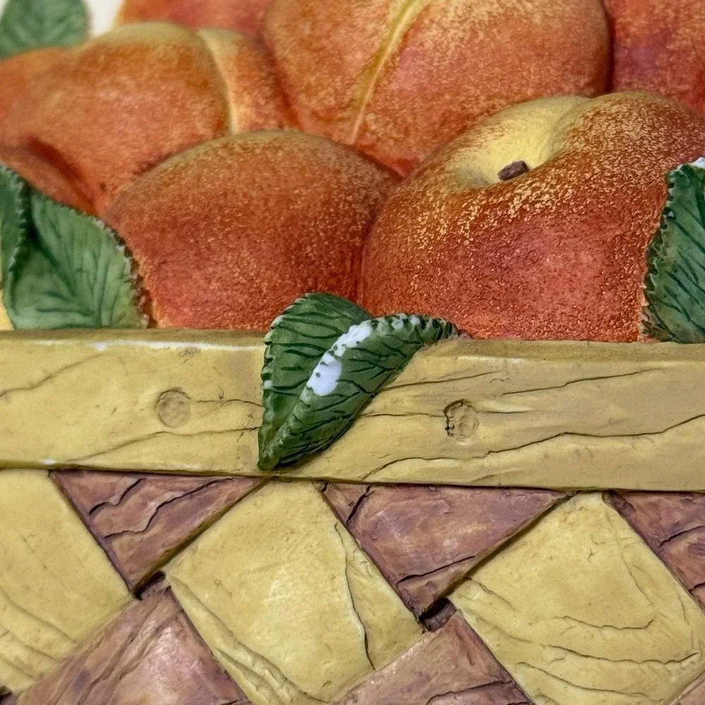 Rhodes Plate Bountiful Harvest Basket Full Of Apples & Peaches 3D Kathy O'Malley
